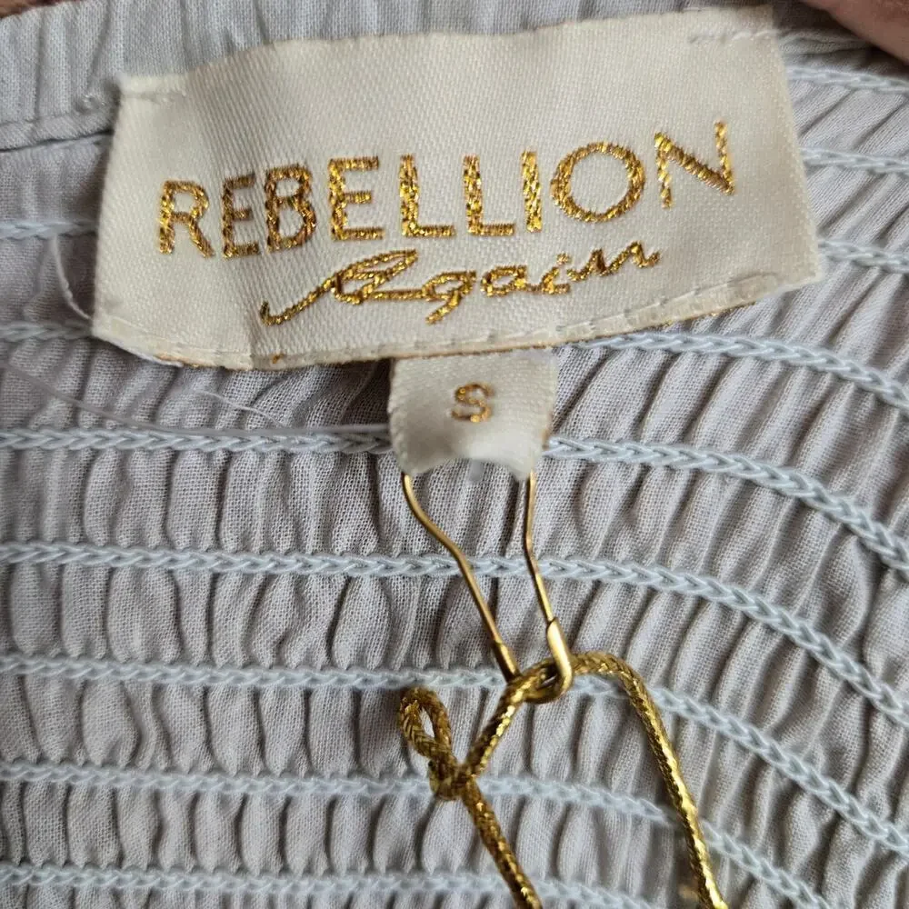 NWT Rebellion Again Womens Crochet Blouse Size Small Boho Peasant Ruffle Hippie